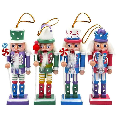 Nutcracker Puppet Ornaments Christmas Decoration Xmas Tree Nutcracker Pendant 2025 New Year Party Supplies 4pcs