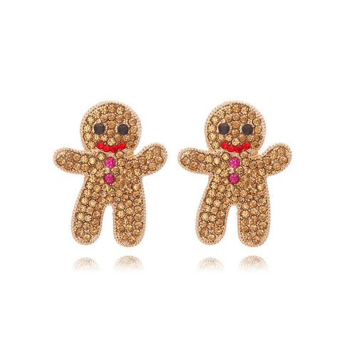 Sweet Christmas Gingerbread Man Earrings 2024 New Year Gifts