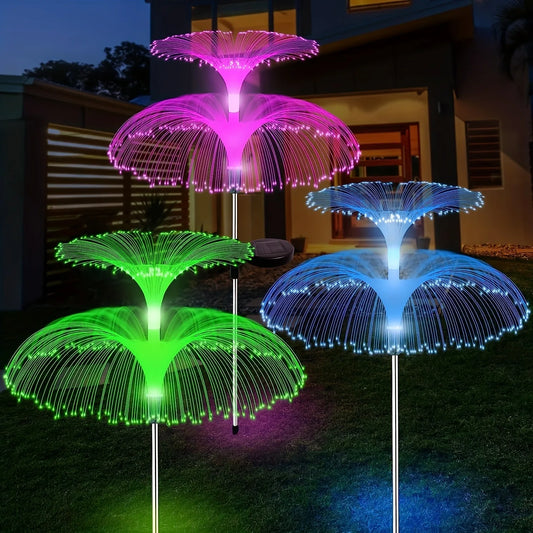 1PC Outdoor Solar Garden Lights 7 Colors Variable Solar Stake Jellyfish Reed Lights Solar Outdoor Color Changing Lights