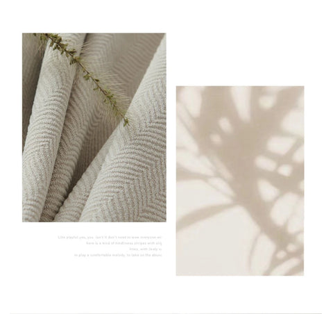 2024 new thickened French light luxury cream curtain cloth solid color bedroom living room full blackout sunscreen cotton linen