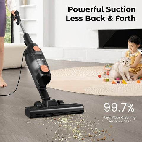 Sejoy Corded Vacuum Cleaners 15Kpa Powerful Suction 600W Motor 2 in 1 Stick Handheld Vaccum Cleaner for Home Pet Hair Carpet