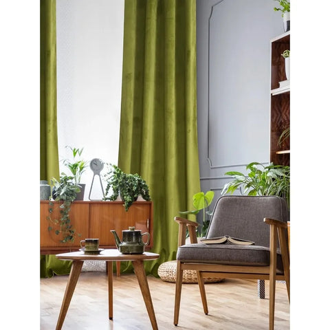 Velvet Curtains 2 Panels Set, Block Light Thermal Insulated Velour Rod Pocket Drapes for Bedroom and Living Room