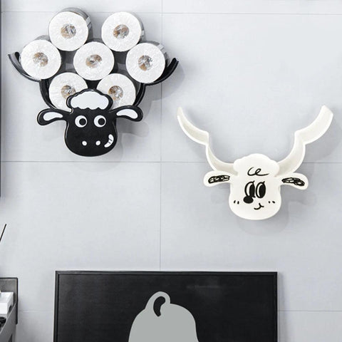 Toilet Paper Holder Shelves Sheep Funny Animal Toilet Paper Storage Funny Wall Mount Toilet Paper Storage for Bathrooms Kitchen