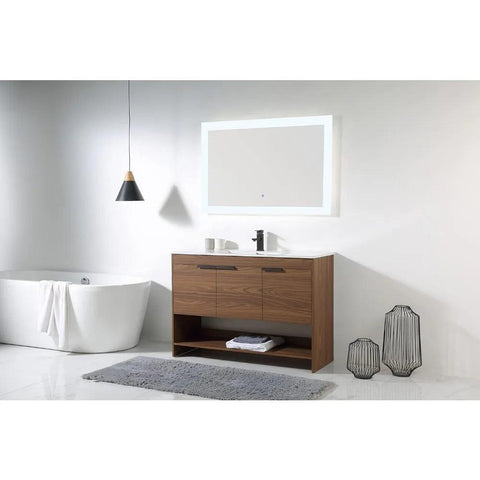 Bathroom Vanity with Integrated Ceramic Sink - Bathroom Vanity with Sink & Modern Knob Design with Sturdy Marble Top (48 Inch)