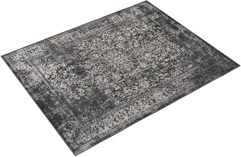 Area Rug - 8' x 10', Black & Grey, Oriental Distressed Design, Non-Shedding & Easy Care, Ideal for High Traffic Areas