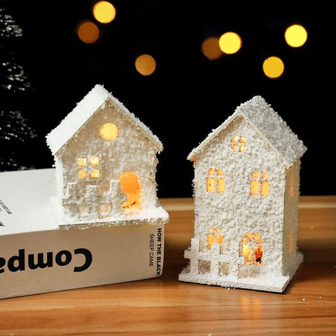 2024 Christmas Led Light Wooden House with Snowflake Luminous Cabin Christmas Decorations For Home Xmas Ornament New Year Gifts