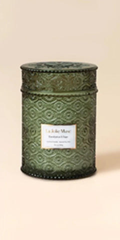 LA JOLIE MUSE Scented Candles Eucalyptus & Sage, Large Wood Wicked Candles, Decorative Candles in Glass, Natural Soy Wax