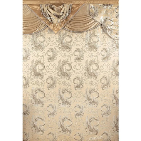 Jacquard Luxury Window 1 Panel Set Curtain with Attached Valance and Backing Bedroom