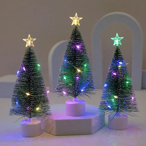 LED Colorful Luminous Christmas Tree DIY Christmas Gift Christmas Tree Night Light Tabletop Crafting Christmas Winter Snow Decor