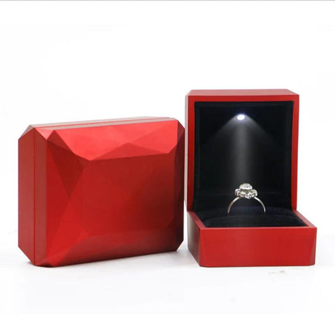 Top Grade LED Jewelry Gift Box Engagement Wedding Ring Display Box with LED Light Earrings Necklace Bracelet Package Cases