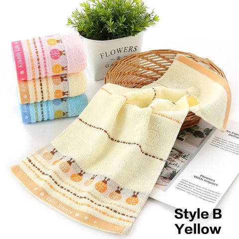 2 Styles of Pure Cotton Children’s Towel 25*50 Soft and Absorbent Baby Children’s Student Face Wash Towel