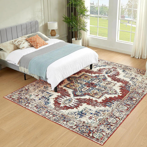 Orhopui Machine Washable Rug,Vintage Design Washable Area Rugs with Non Slip Rugs for Living Room Bedroom