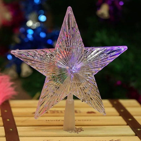 Christmas Color Changing Xmas Christmas Tree Topper Star Shiny Rotating Light Party LED Lamp Home Decoration