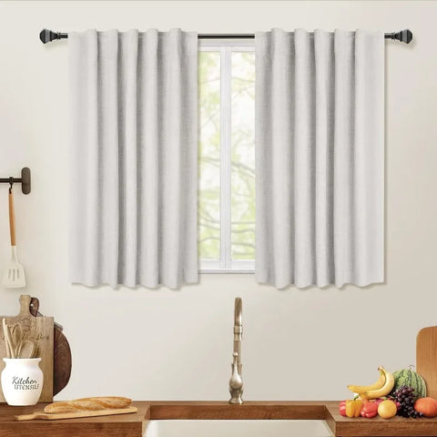 100% Blackout Shield Linen Blackout Curtains for Bedroom 96 Inches Long,Back Tab/Rod Pocket Living Room Drapes,