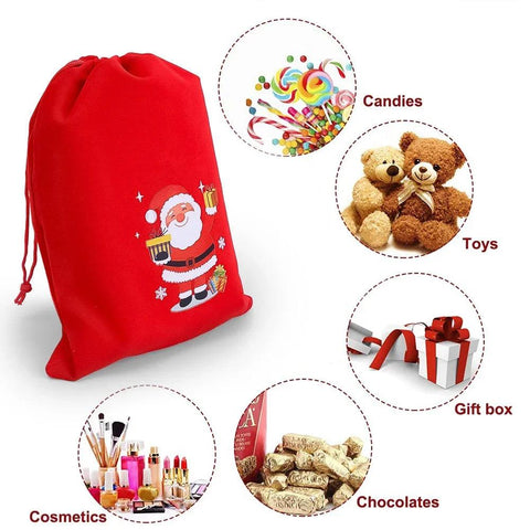 10/1pcs Merry Christmas Velvet Bags Candy Snack Drawstring Pouch Wrapping Bag Xmas Gifts Bracelet Jewelry Packaging Storage Bags