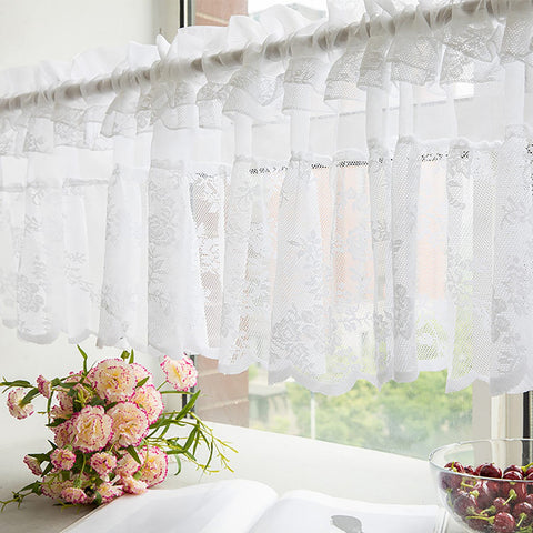 American White Curtain Lace Window Kitchen Decoration Short Curtain Small Shower Curtain