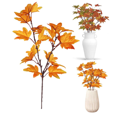 Artificial Leaves Kitchen Fall For Home Maple Stems Thanksgiving Leaves Outdoor Decor Branch Vase Flowers Artificial Tall