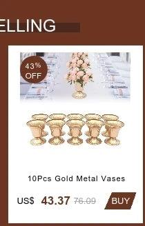 Gold Metal Flower Trumpet Vase Wedding Anniversary Commemorative Center 10PCS