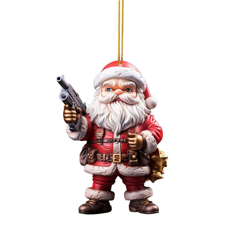 Acrylic Cool Santa Double Print Christmas Pendant Decoration Gift 2d Hanging New Year Decoration