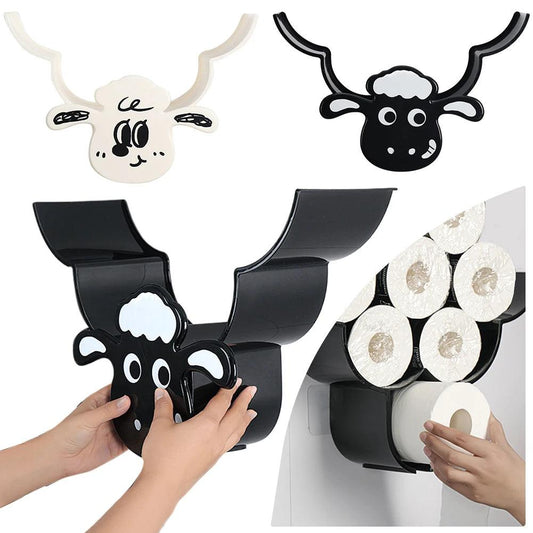 Toilet Paper Holder Shelves Sheep Funny Animal Toilet Paper Storage Funny Wall Mount Toilet Paper Storage for Bathrooms Kitchen