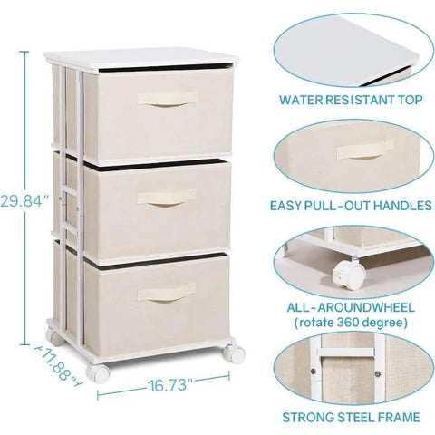 Dresser Storage with 3 Drawers, Fabric Dresser Tower, Vertical Storage Unit for Bedroom, Closet, Office