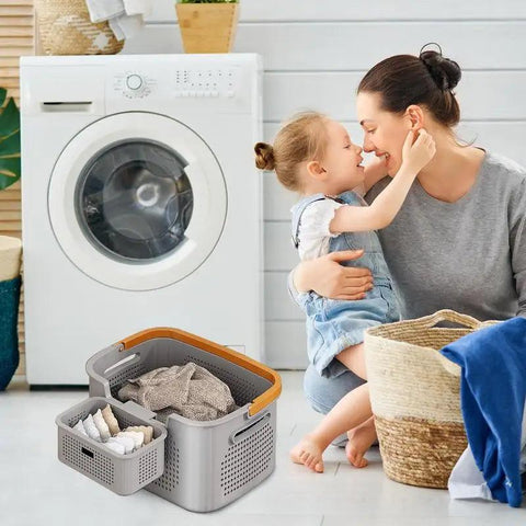 Dirty Clothes Hamper Breathable Dirty Clothes Laundry Basket with Handle Small Space Freestanding Storage Bins Dirty Clothes