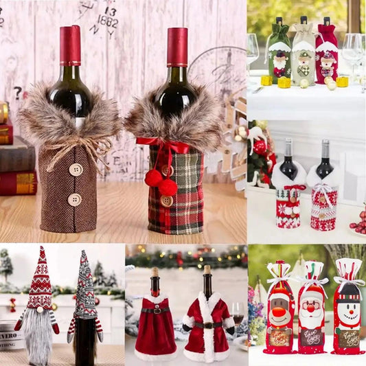 Christmas Wine Bottle Cover Merry Christmas Decoration For Home  Christmas Ornaments Decor Happy New Year 2025 Navid Noel