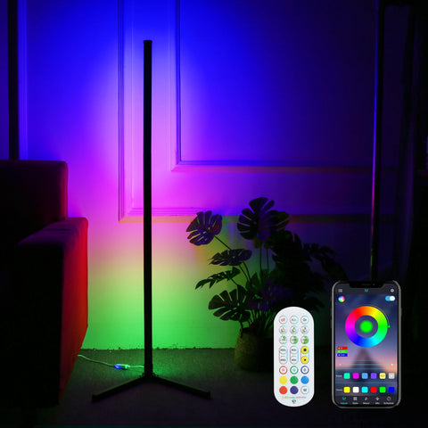 RGB Standing Light DC5V BT Connected 72 LEDs Corner Floor Lamp with Controller Supported Phones App Control/ Music Sync