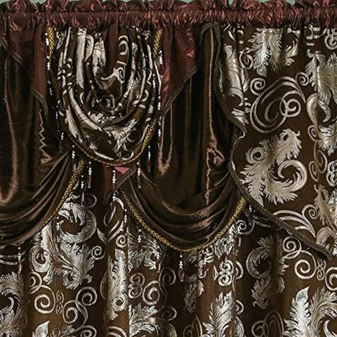 Jacquard Luxury Window 1 Panel Set Curtain with Attached Valance and Backing Bedroom