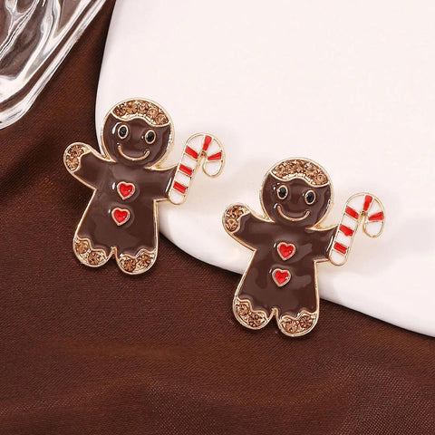 Sweet Christmas Gingerbread Man Earrings 2024 New Year Gifts