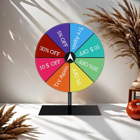 Prize Wheel 8 Slots Draw Spinnings Prize Lucky Wheel Of Fortune Game Color Roulette Wheel Stand Included Tabletop Prize Wheel