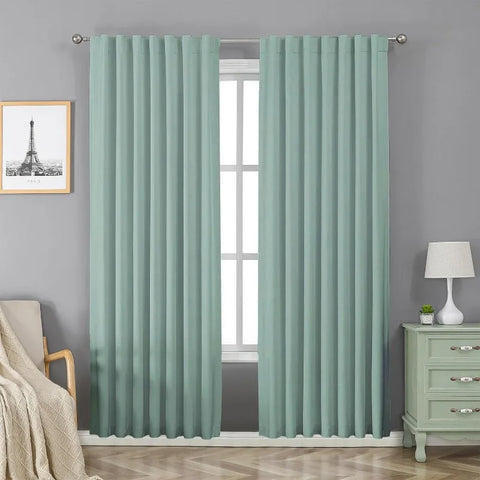 Blackout Linen Curtains Long 100% Blackout Drapes 95 inch Length 2 Panels Set