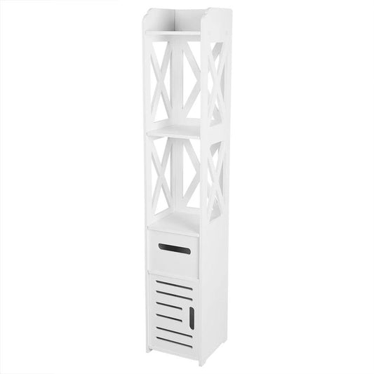 2X White Wooden Bathroom Cabinet Shelf Cupboard Bathroom Storage Rack Bathroom Cupboard Bathroom Cabinet Bathroom Storage Rack