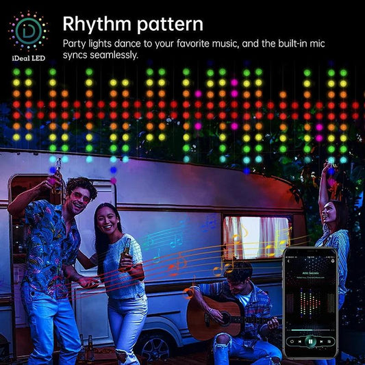 Smart Curtain Christmas Light String Bluetooth APP Application RGB IC Control DIY Graphic LED Display Curtain Decoration Light