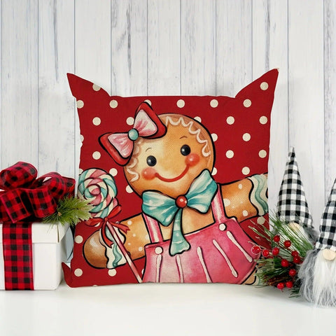 Christmas Gingerbread man pillowcase Merry Christmas Pillow Case suitable for home room Sofa cushion cover Friend gift