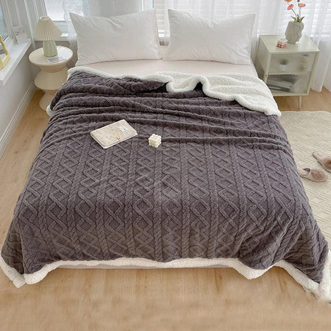 Home Thick Bed Blanket Double Layer Winter Warm Double Sided Throw Sofa Cover Cozy Flannel Throw Bedspread Super Soft Warm Quilt