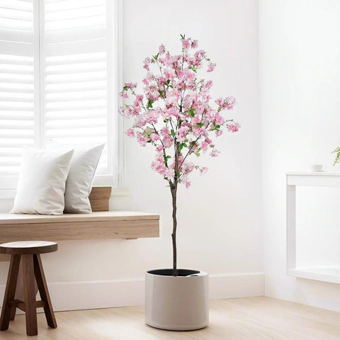 Cherry Blossom Artificial Tree 6Ft, High Simulation Pink Cherry Plant In Pot, Wishing Tree Indoor For Garden Office Party