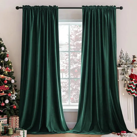 Curtains Thermal Insulated Blackout Curtain Drapes for Bedroom Living Room Darkening  Long Curtains Panels Rod Pocket Set of 2