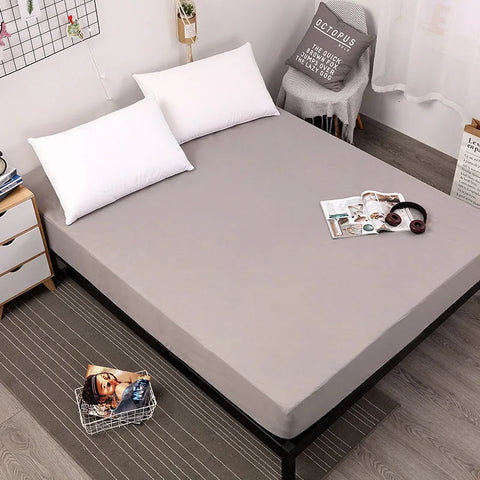 Waterproof Bed Fitted Sheet Soft Breathable Mattress cover Grey Queen/King/Twin/Full