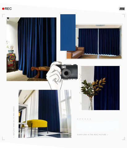 Fashion Royal Blue Velvet Curtains for Living Room Luxury Blackout Bedroom European Window Kitchen Elegant Solid Color Tulle