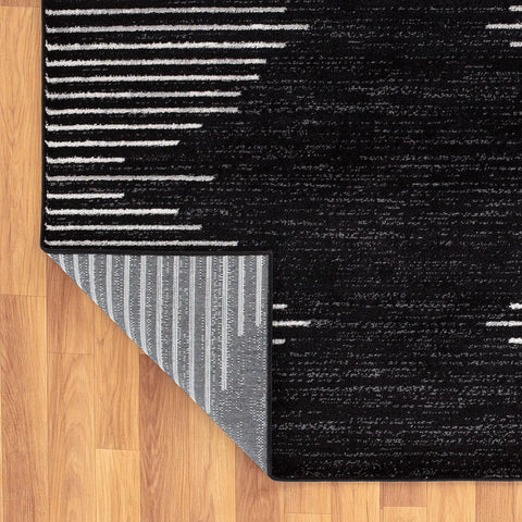 Rugshop Bohemian Stripe Stain Resistant High Traffic Living Room Kitchen Bedroom Dining Home Office Area Rug 8' x 12' Black