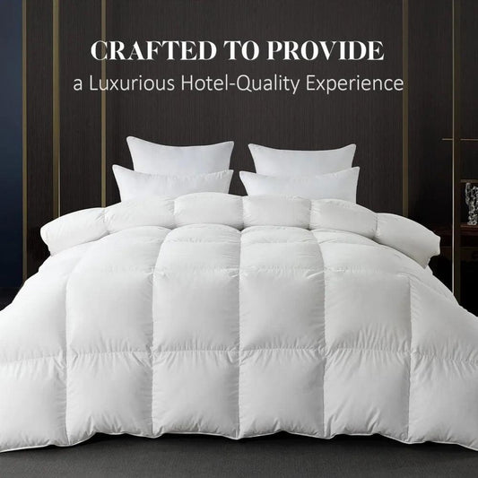 Feather Comforter, Filled with Feather and Down, All Season White Luxury Bed Comforter,Ultra Soft 100% Cotton Duvet Insert,