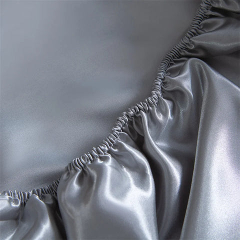 Luxury Satin Fitted Sheet High-End Solid Color Mattress Cover With Elastic Band Bedsheet 140x200 200x220 Fit Sheet