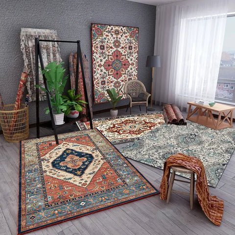 Retro Ethnic Carpets for Living Room Large Area Rugs Home Decor Hallway Boho Carpet Moroccan Bedroom Beside Floor Mat Luxury