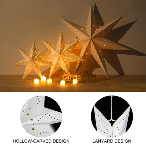 30-75cm Christmas Hollow Star Hanging Pendant Window Grille Christmas Decoration for Home 2024 Paper Lampshade Wedding Xmas Gift