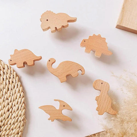 Wooden Animal Drawer Knobs Dinosaur Wooden Drawer Dresser Knobs For Baby Unique Wood Knob Delicate Bedroom Decorative Drawer