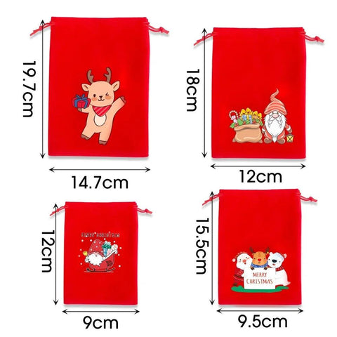 10/1pcs Merry Christmas Velvet Bags Candy Snack Drawstring Pouch Wrapping Bag Xmas Gifts Bracelet Jewelry Packaging Storage Bags