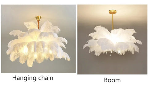 Modern Ostrich Feather Lamp Led Pendant Lights Living Room Home Decor Bedroom Indoor Lighting Chandelier Hanging Light Fixture