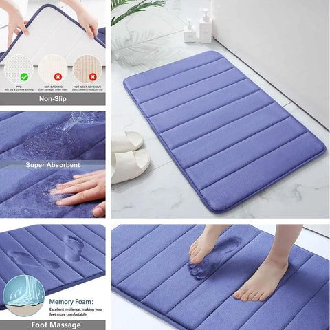 Super Absorbent Bath Mat Memory Foam Carpet Non-slip Bathroom Rug Bathtub Side Floor Rugs Shower Room Doormat Toilet Footpad