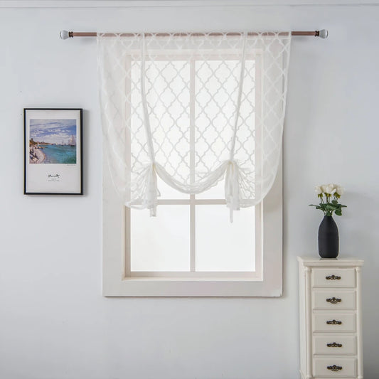 White Kitchen Curtain Cafe Tiers Linen Textured Semi Sheer Boho Farmhouse Short Curtains for Small Bathroom Basement Window